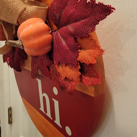 Hi Door Hanger | Fall Door Hanger | Wood Round Sign | Welcome Sign Front Door - Picture 6 of 6